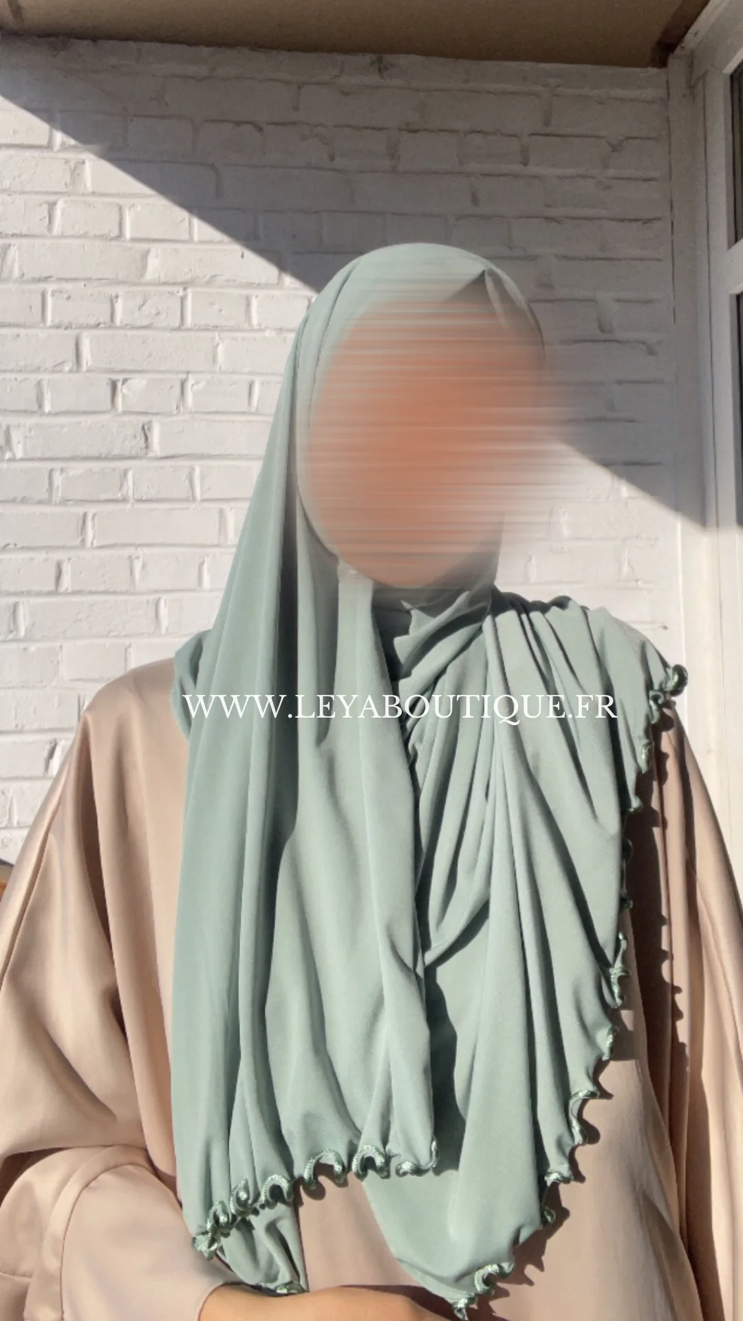 femme hijabs jersey premium frisé vert d'eau