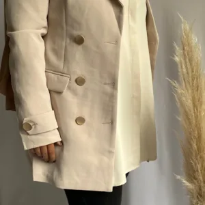 blazer long beige bouton doré