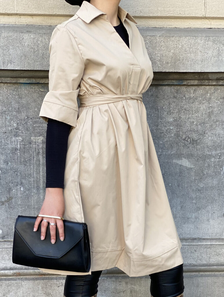 robe beige ceinture à la taille