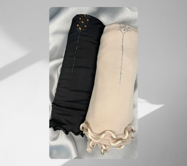 Hijab jersey premium Strass et frisé – Image 3