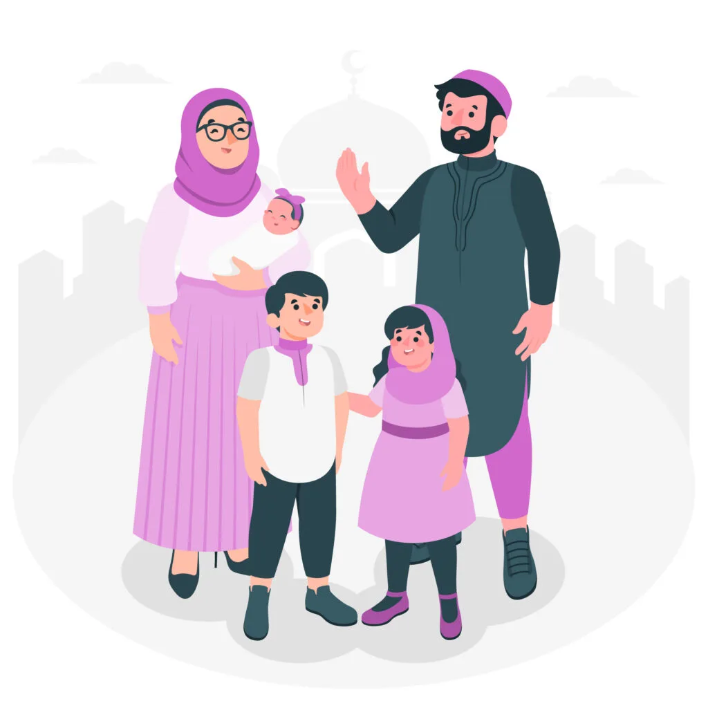 Famille musulmane jour de l'aid el fitr