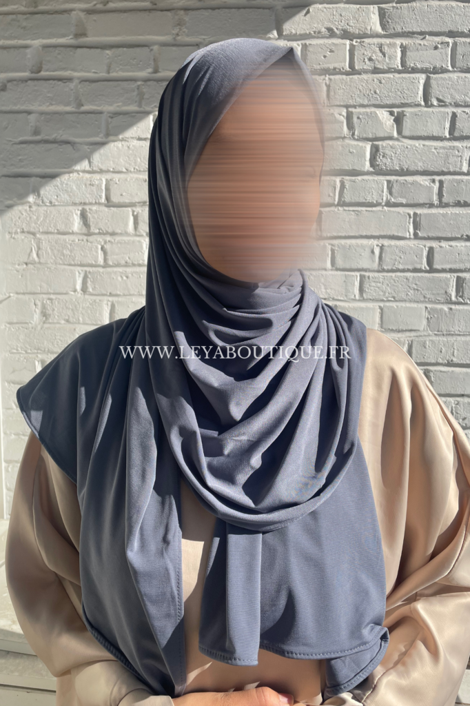 femme portant un hijab jersey lille bordure simple gris