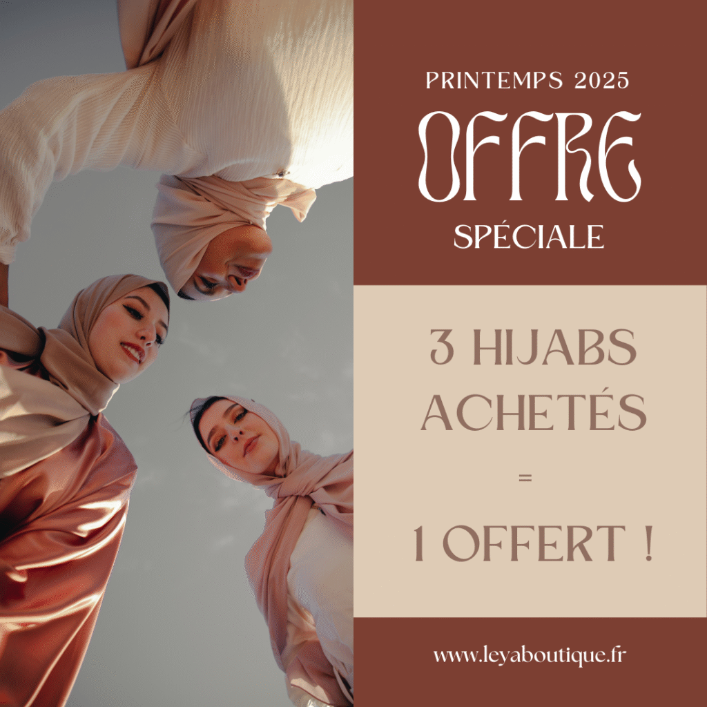 flyer publicitaire d'offre hijab 3 achetés = un hijab offert