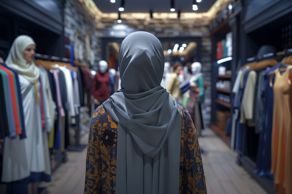 Femme faisant du shopping boutique hijab villeneuve d'ascq